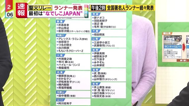 聖火ランナー なでしこJ ネットの反応は
