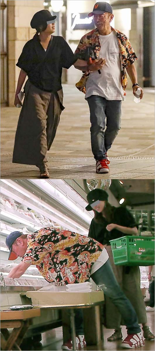 志村けん　麻布十番で美女