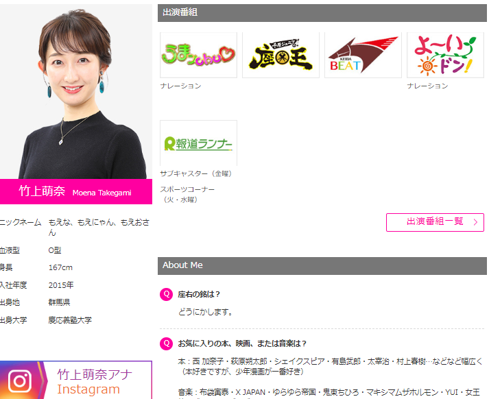 竹上萌奈アナウンサー